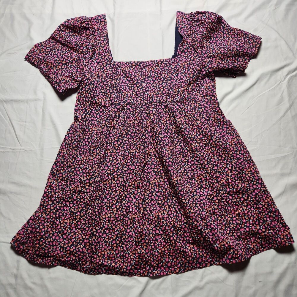 Draper James Womens XL Babydoll Puff Sleeve Floral Shift Dress Pink